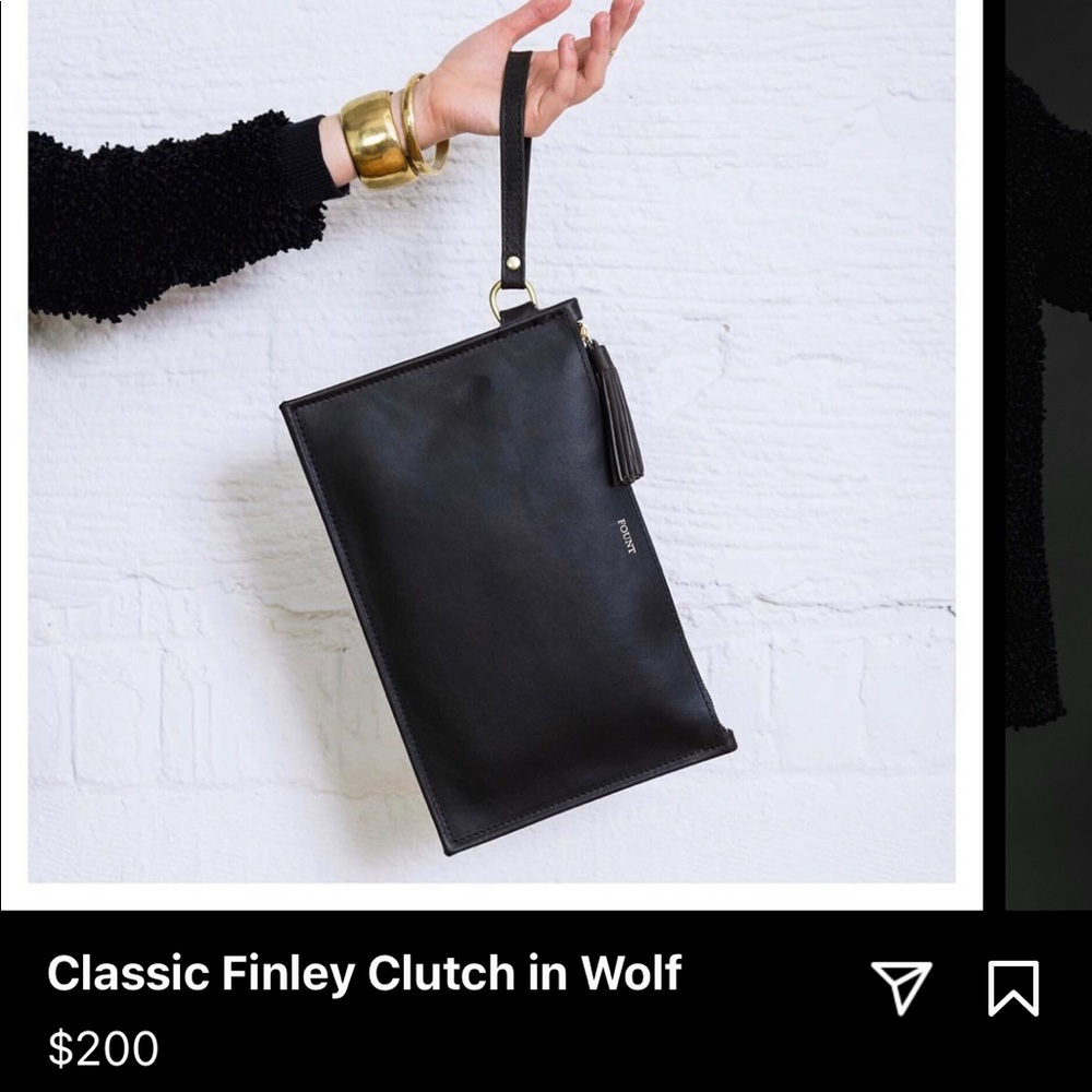FOUNT Leather Classic Finley Clutch in Wolf Like New